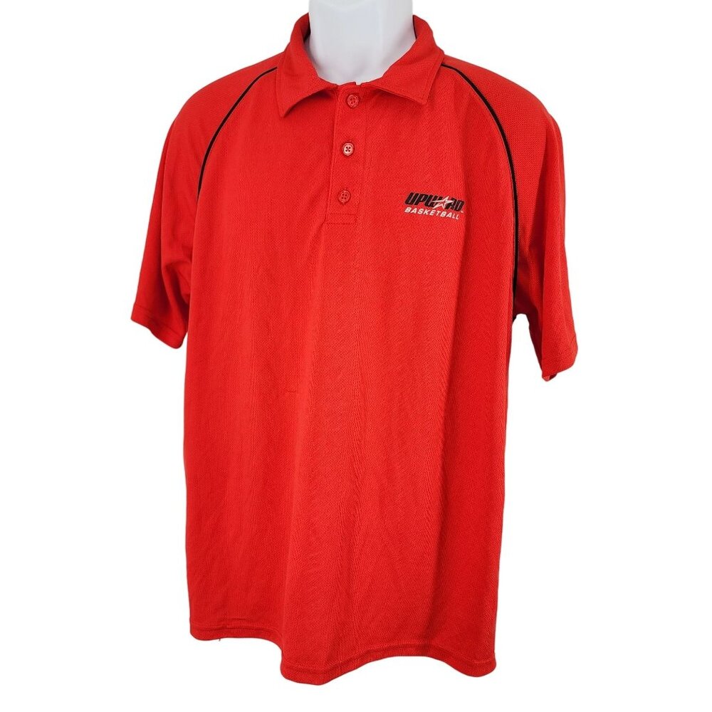 Men's Upward Basketball Red Black Polo Dri-Fit Adult Large Shirt Top Thin